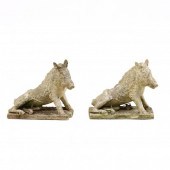 PAIR OF CAST STONE GARDEN STAT