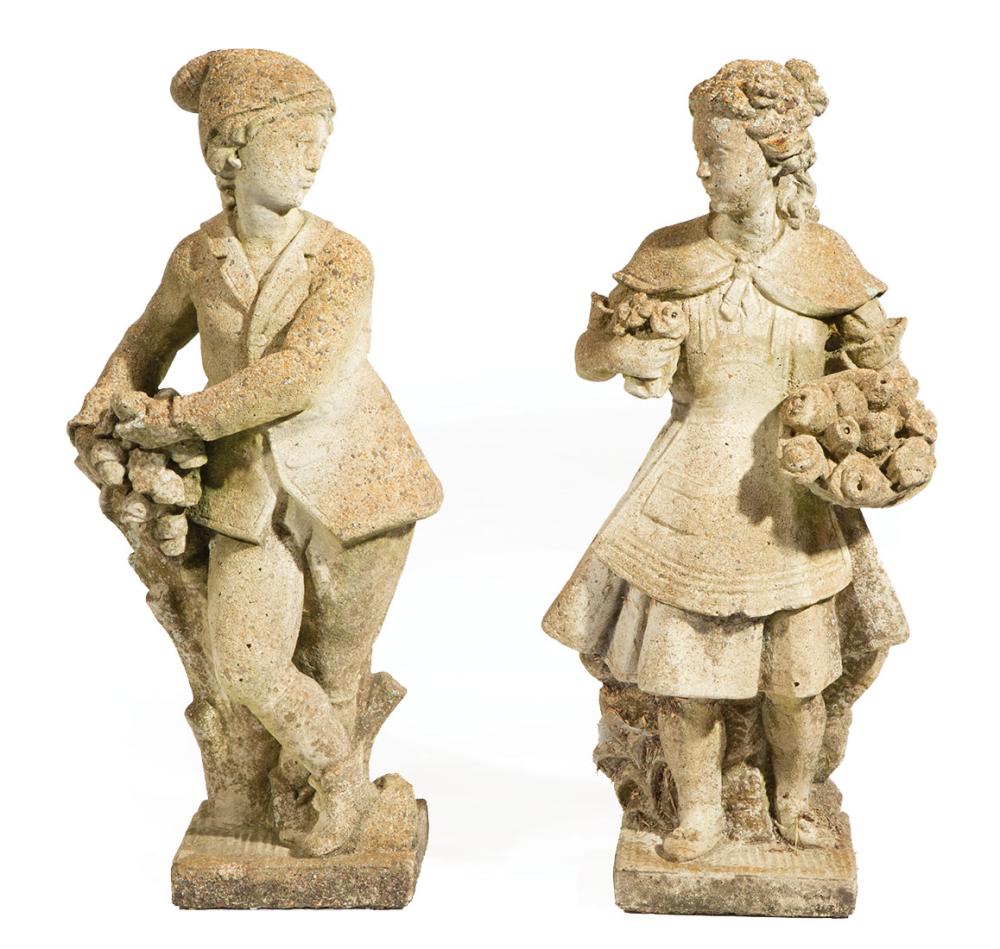 PAIR OF CAST STONE GARDEN