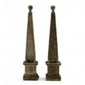 PAIR OF CAST STONE GARDEN OBEL