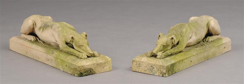 PAIR OF CAST-STONE GARDEN STATUES