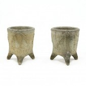 PAIR OF CAST STONE GINGKO LEAF