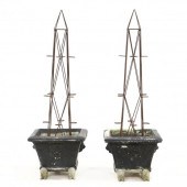 PAIR OF CAST STONE LION PLANTE