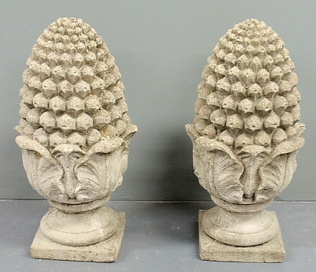 Pair of cast stone pineapple garden