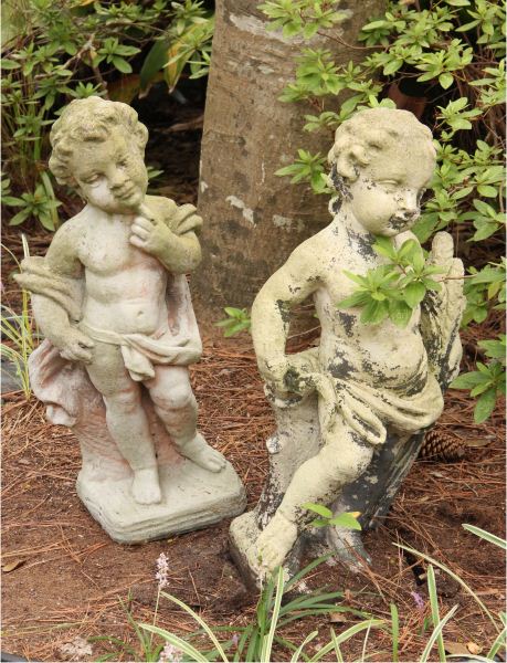 Pair of Cast Stone Puttiwith