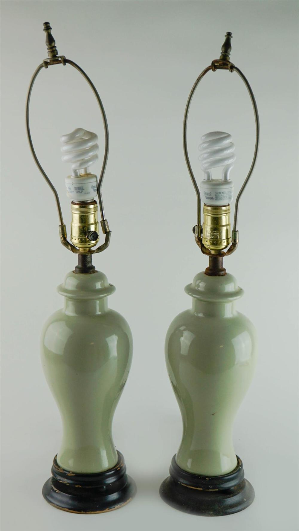 PAIR OF CELADON-GLAZED JARS, NOW