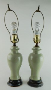 PAIR OF CELADON-GLAZED JARS, N