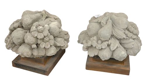 PAIR OF CEMENT GARDEN GROUPS OF