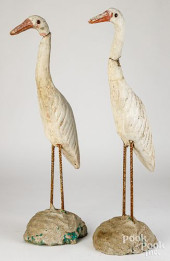 PAIR OF CEMENT GARDEN HERONS,