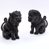 PAIR OF CEYLONESE CARVED EBONY