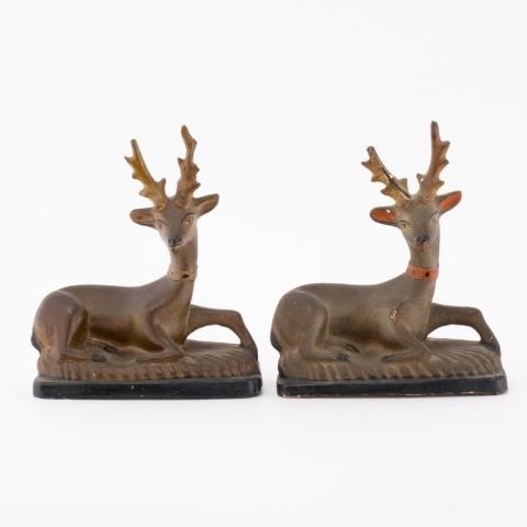 PAIR OF CHALKWARE DEER, LATE 19TH
