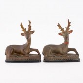 PAIR OF CHALKWARE DEER, LATE 1
