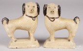 PAIR OF CHALKWARE SPANIELS, 19
