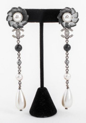 PAIR OF CHANEL RUNWAY FAUX PEA