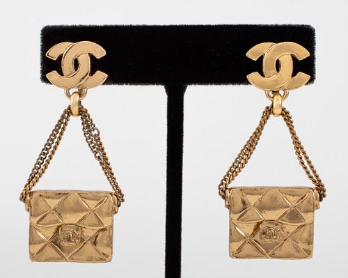 PAIR OF CHANEL RUNWAY GOLD-TONE