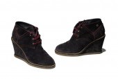 PAIR OF CHANEL SUEDE WEDGE ANK
