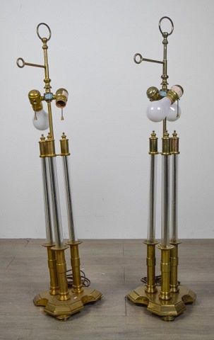 PAIR OF CHAPMAN BRASS & ACRYLIC