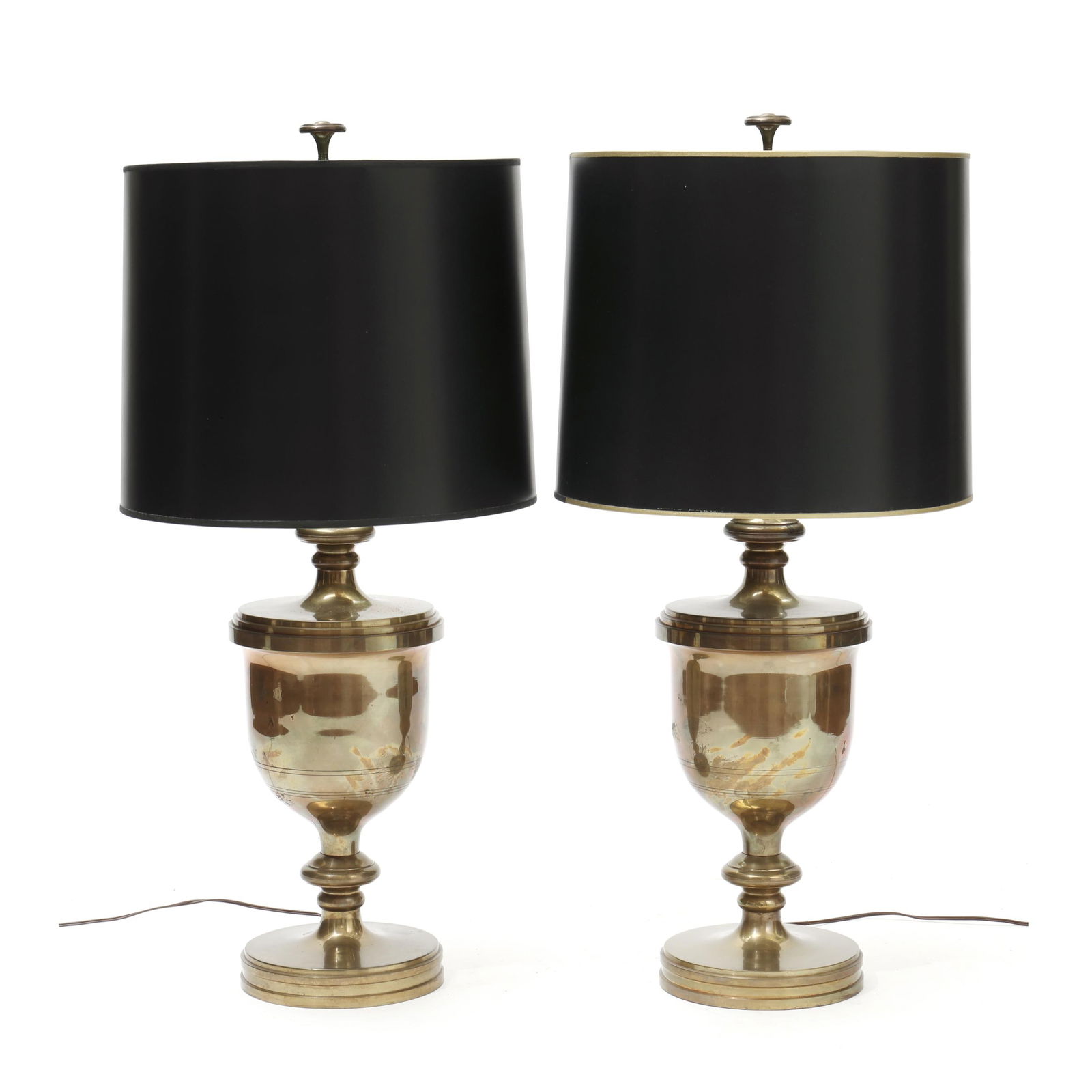 PAIR OF CHAPMAN BRASS URN ON