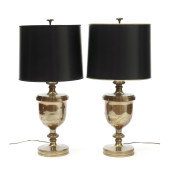 PAIR OF CHAPMAN BRASS URN ON P