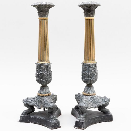 PAIR OF CHARLES X STYLE BRASS AND