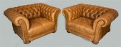 PAIR OF CHESTERFIELD CHAIRS IN
