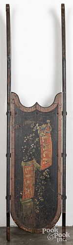 PAIR OF CHILD'S PAINTED PINE SLEDS,
