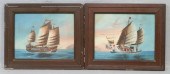 Pair of China Trade oil on boa