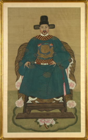Pair of Chinese Ancestor Portraits,