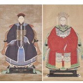 PAIR OF CHINESE ANCESTOR PORTR