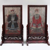 PAIR OF CHINESE ANCESTOR PORTR