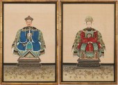 PAIR OF CHINESE ANCESTOR PORTR