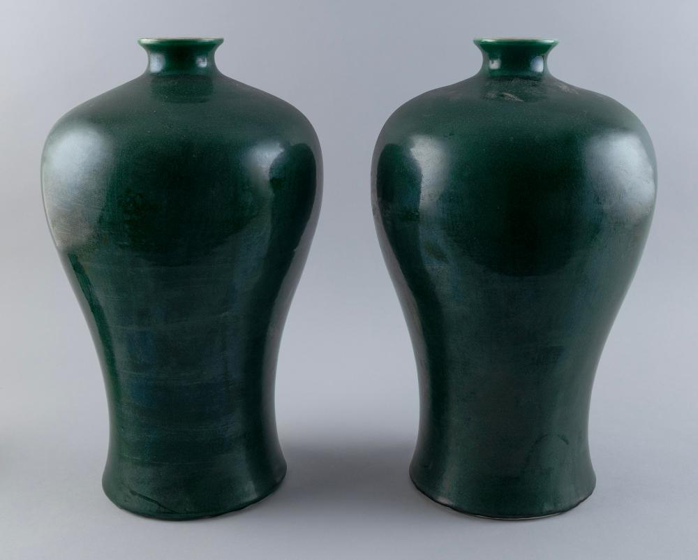 PAIR OF CHINESE APPLE GREEN CRACKLE