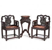 PAIR OF CHINESE ARMCHAIRS AND