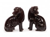 PAIR OF CHINESE AUBERGINE GLAZ