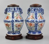 PAIR OF CHINESE B & W IRON RED