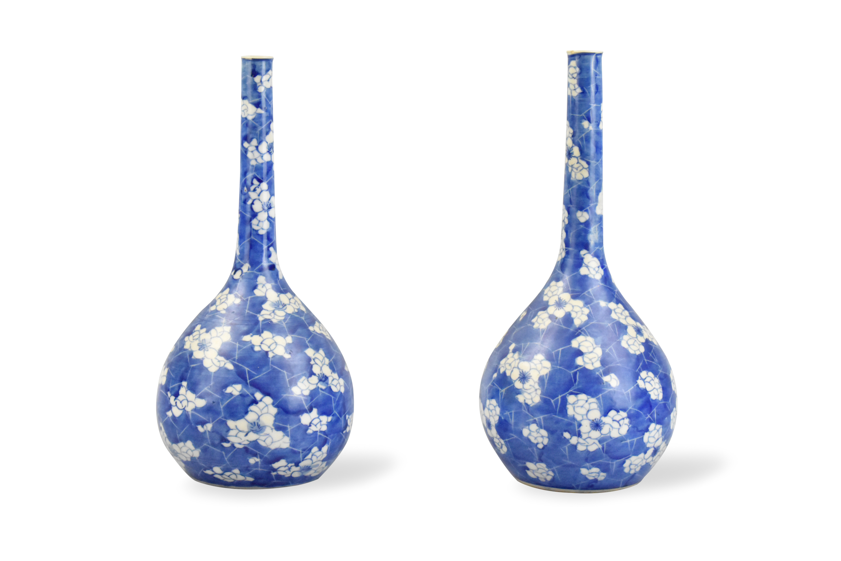 PAIR OF CHINESE B & W PLUM FLOWER