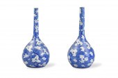 PAIR OF CHINESE B & W PLUM FLO