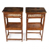PAIR OF CHINESE BAMBOO 2-TIERE