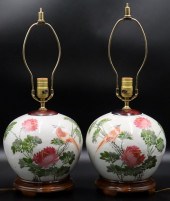 PAIR OF CHINESE 'BIRDS AND FLO