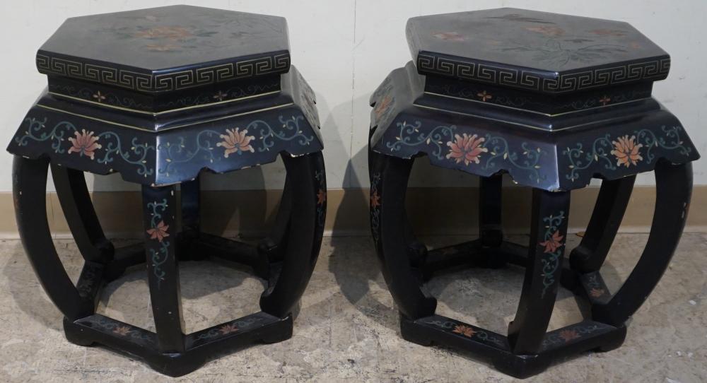 PAIR OF CHINESE BLACK LACQUER AND