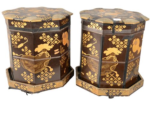 PAIR OF CHINESE BLACK LACQUER