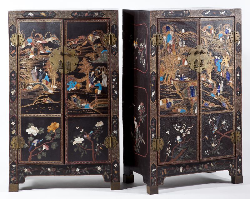 Pair of Chinese Black Lacquered