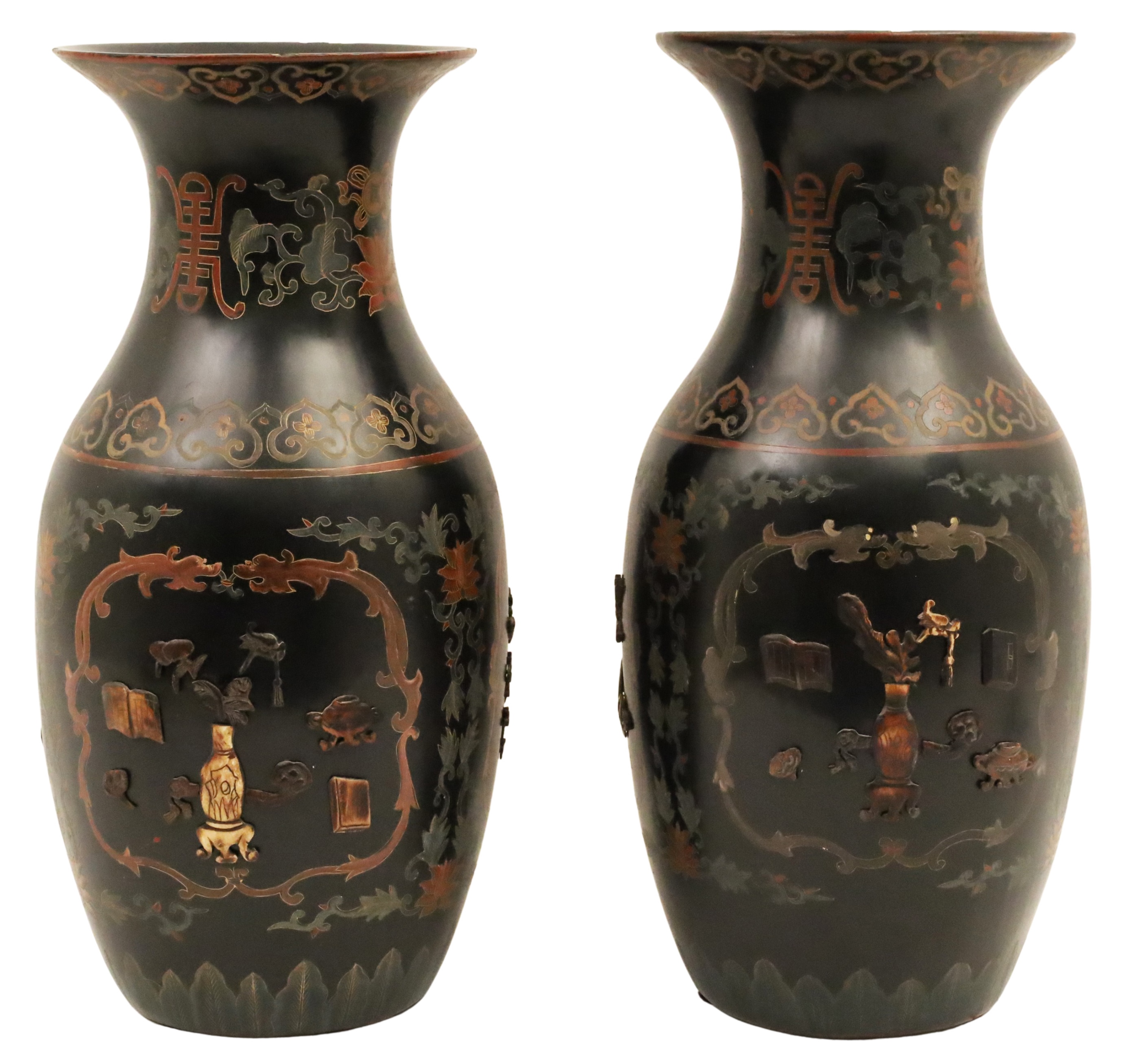PAIR OF CHINESE BLACK LACQUERWARE