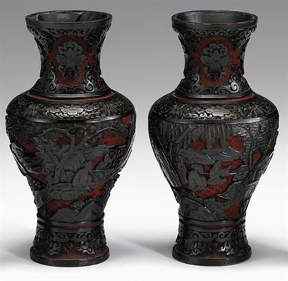 Pair of Chinese black on red
