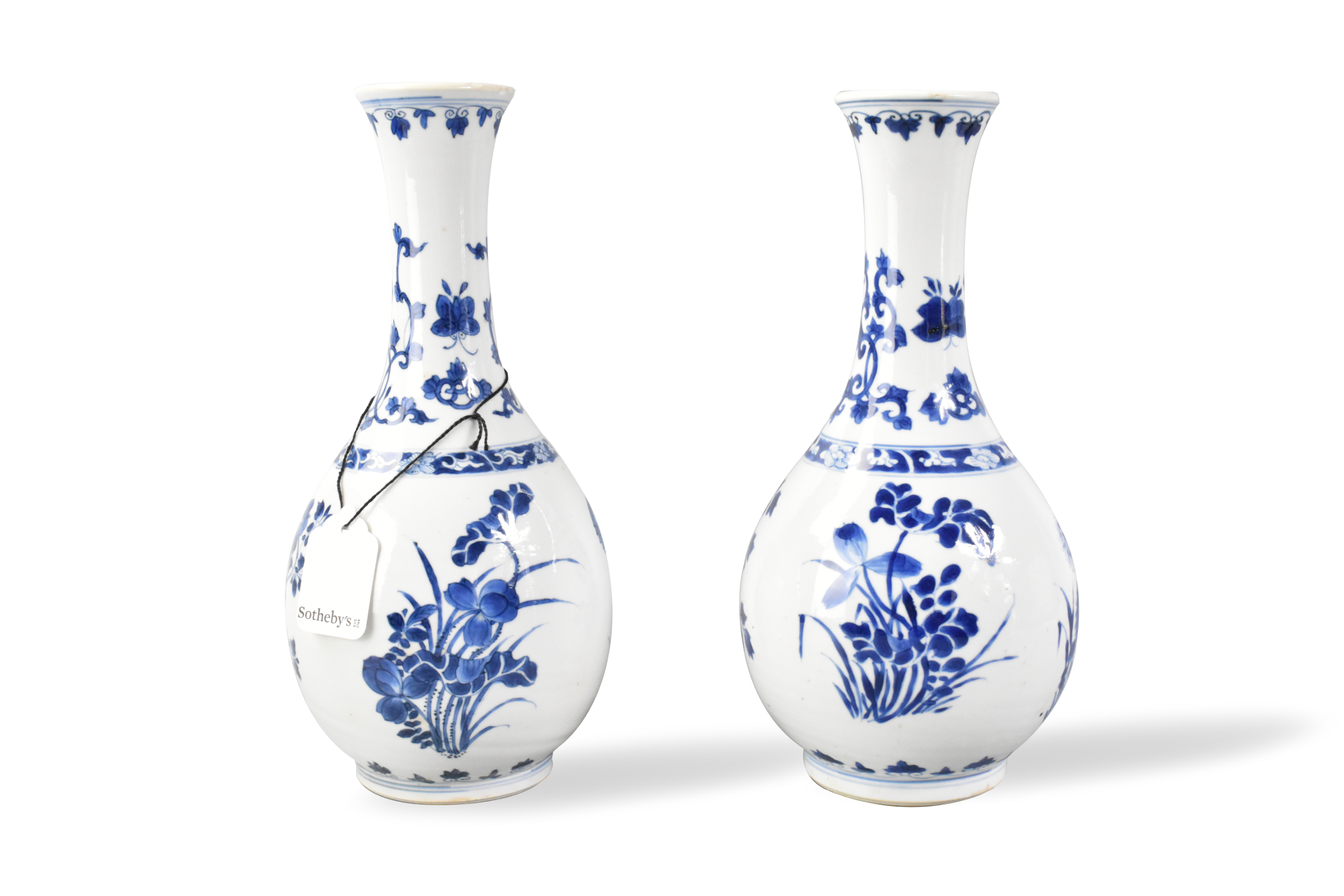 PAIR OF CHINESE BLUE & WHITE VASES,