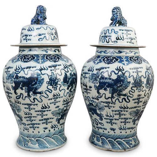 PAIR OF CHINESE BLUE & WHITE