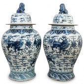 PAIR OF CHINESE BLUE & WHITE P