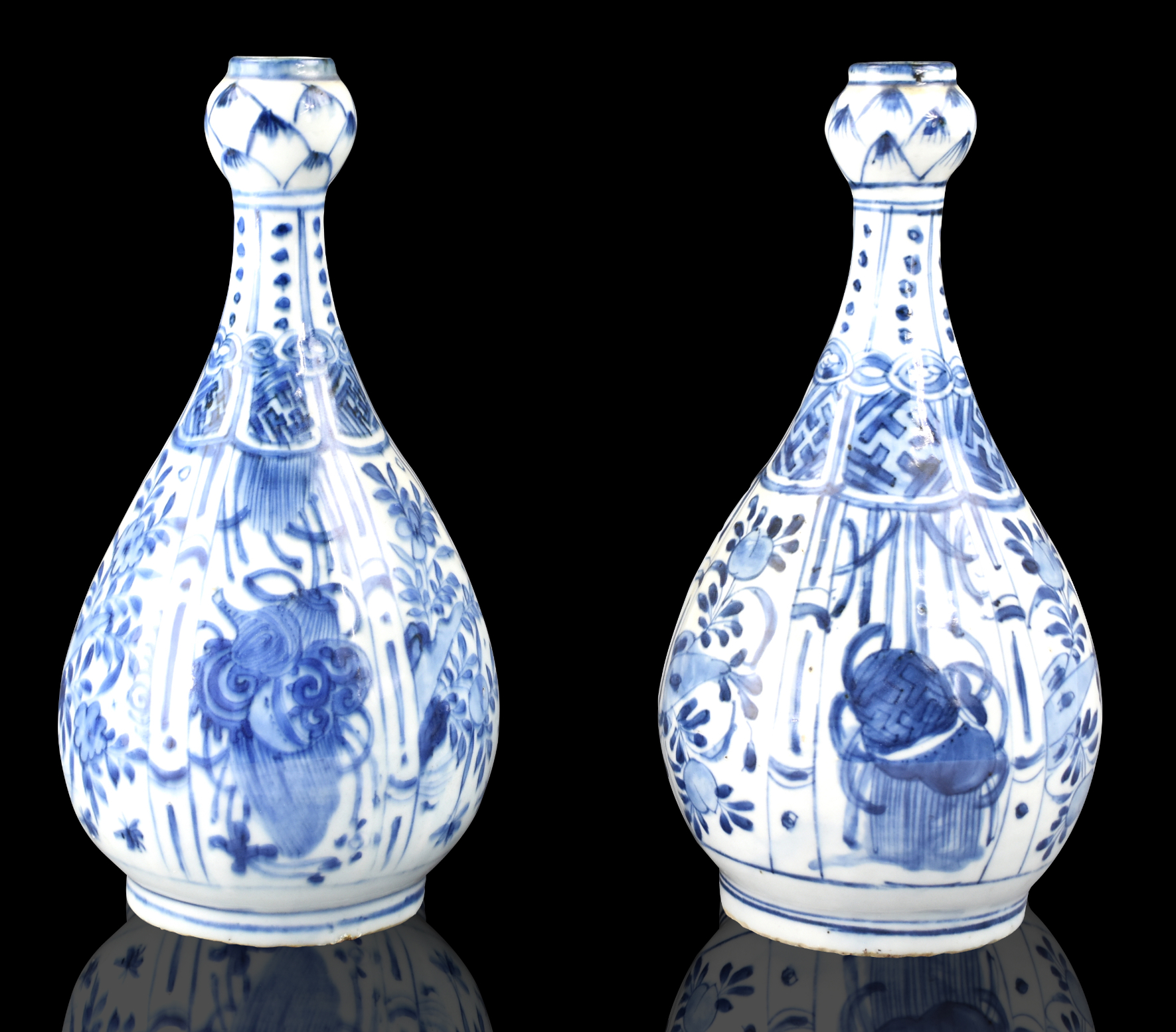 PAIR OF CHINESE BLUE & WHITE VASES,