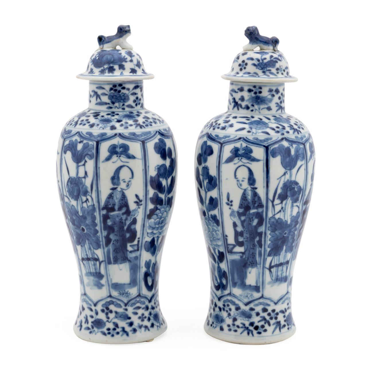 PAIR OF CHINESE BLUE AND WHITE