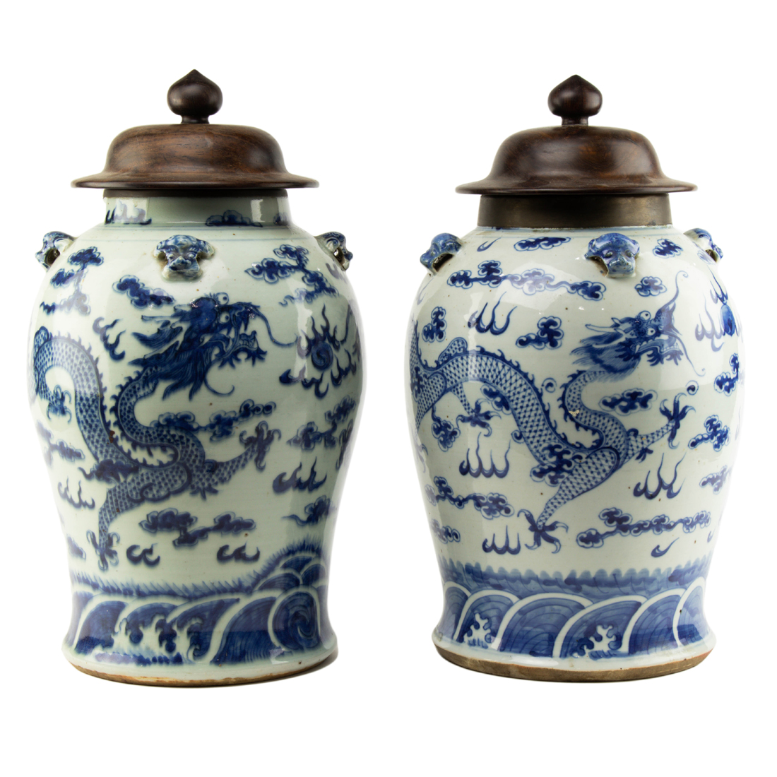 PAIR OF CHINESE BLUE AND WHITE