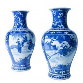 PAIR OF CHINESE BLUE AND WHITE